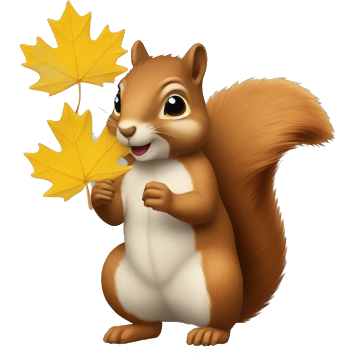 squirrel with a yellow maple leaf emoji