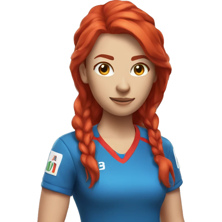 a female esports coach with red hair and blue shirt.  emoji