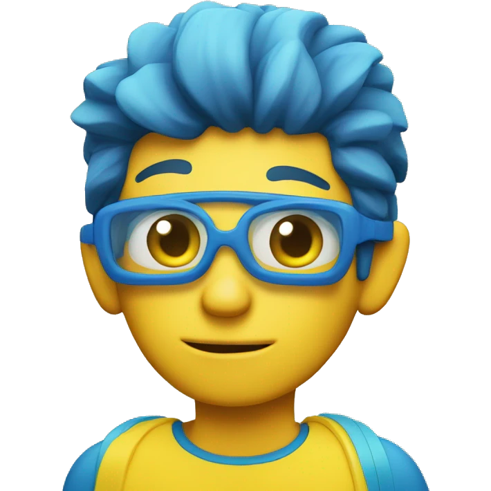 serious yellow boy in blue shirt, with a snorkel emoji