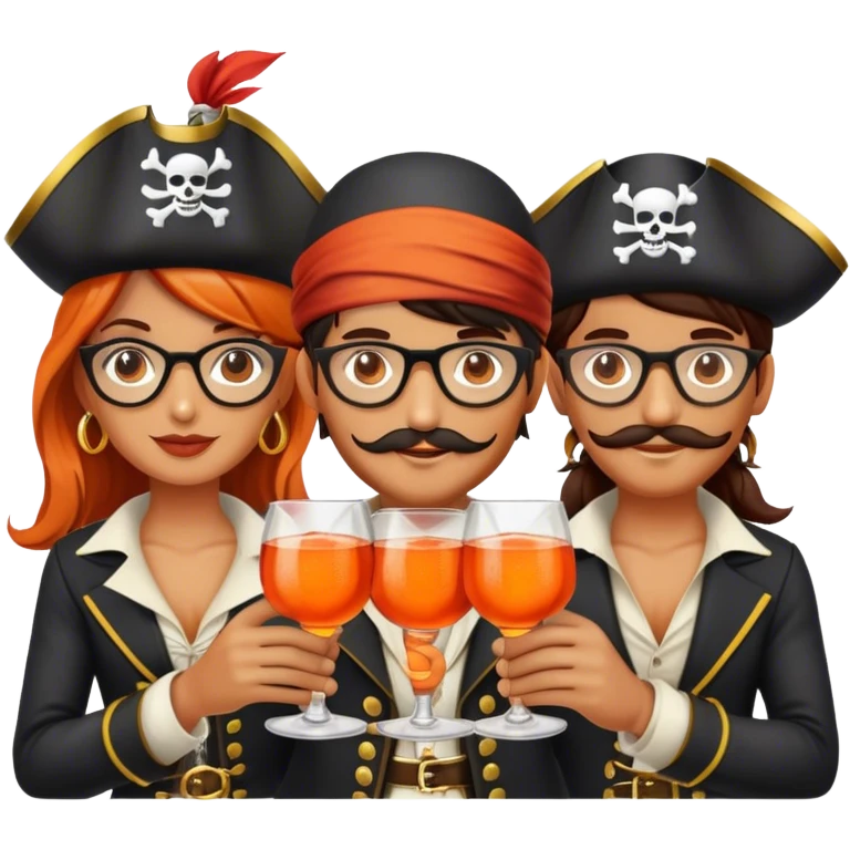 happy family of pirates drinking aperol emoji
