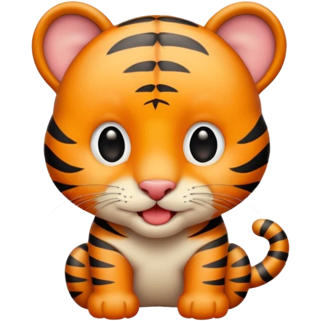 A cute little tiger shows his tongue emoji