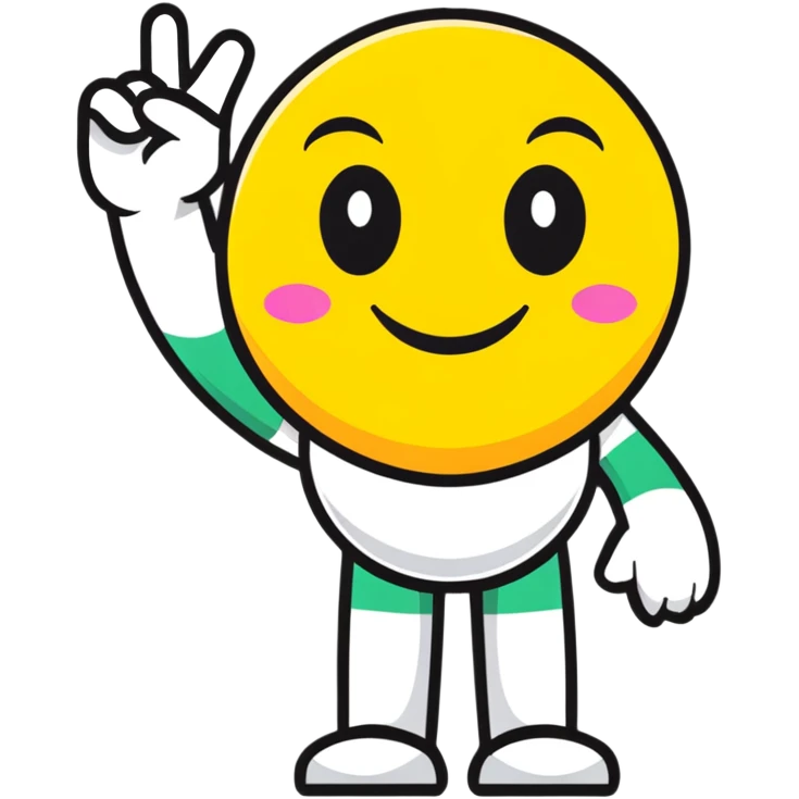 cartoon smiley character saluting, positive expression emoji