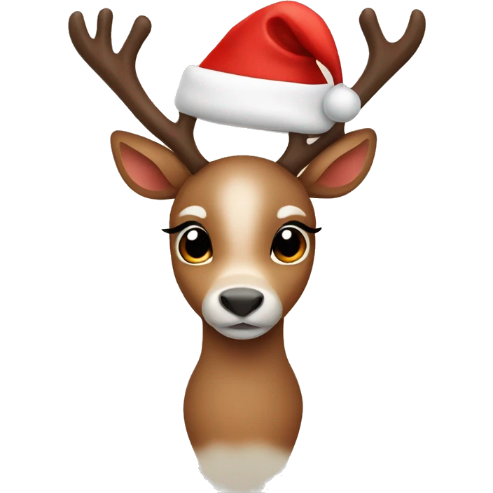 cute reindeer with a santa hat emoji