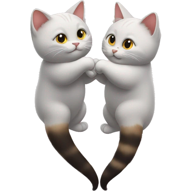 Two cats tails making a heart shape emoji