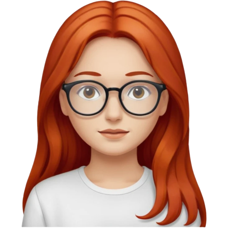 Rizada peli roja tono fuerte , blanquita con lentes y top blanco pelo largo  emoji
