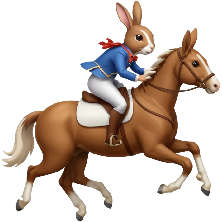 Exciting rabbit galloping on the back of horse emoji