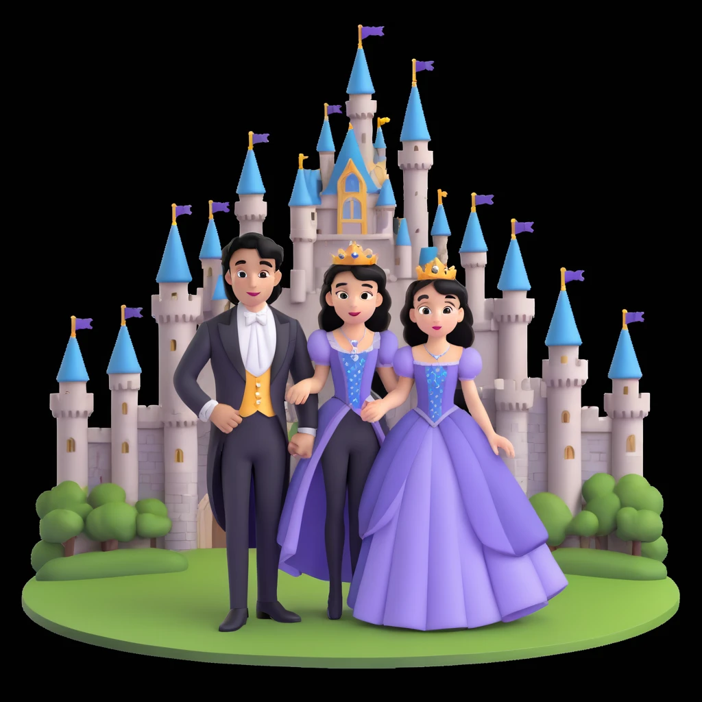 prince and princess Disney dress close up photo in castle background emoji