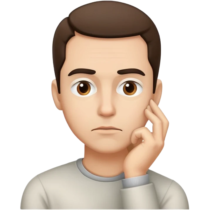 A face with a raised eyebrow, hand on chin, and a thoughtful expression. Symbolizing deep thinking or consideration emoji
