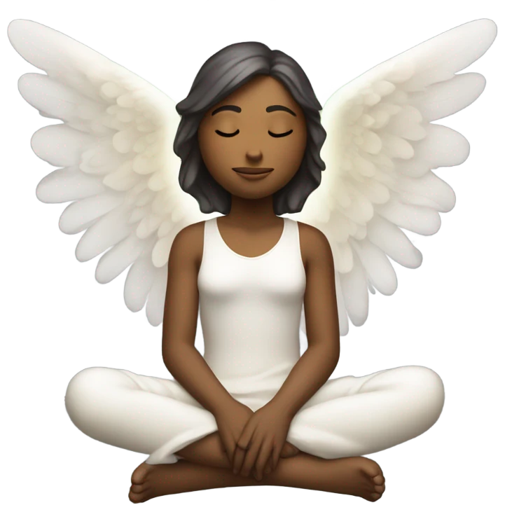 Angel meditating in front of a waterfall emoji