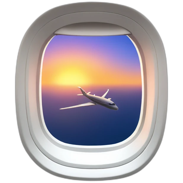 plane window with sunset emoji