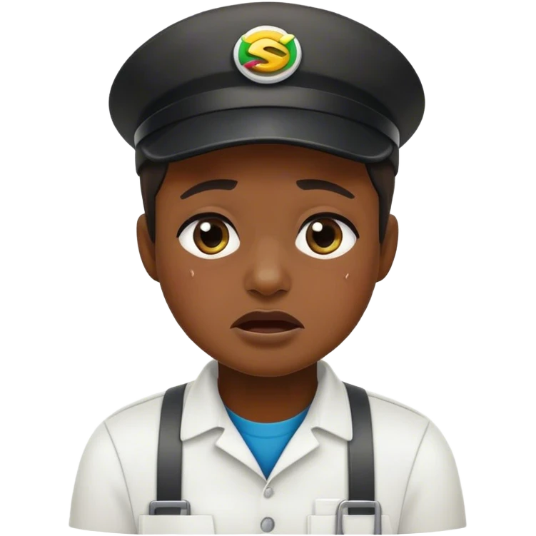 Subway restaurant worker crying with a black visor on emoji