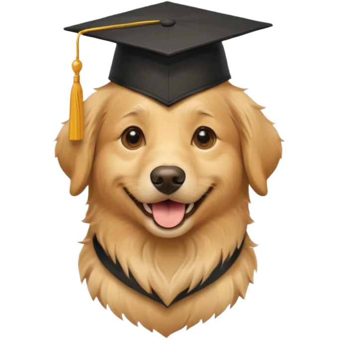 happy dog wearing a graduation cap emoji