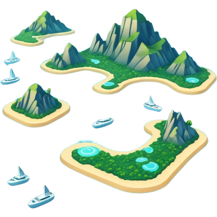 futuristic sea map with islands and a route  emoji