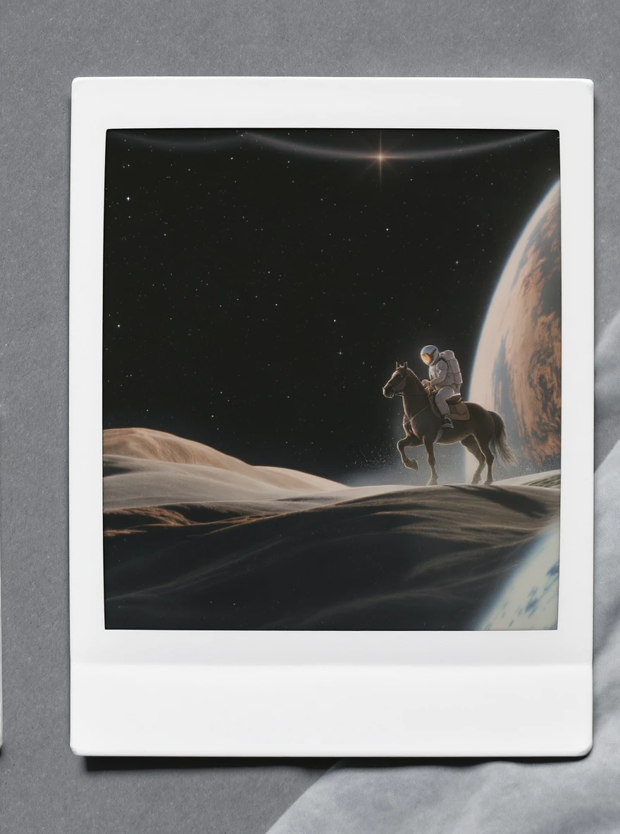 astronaut on horseback with stars in background emoji