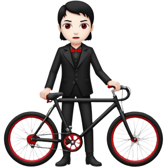 vampire stand with bicycle. emoji