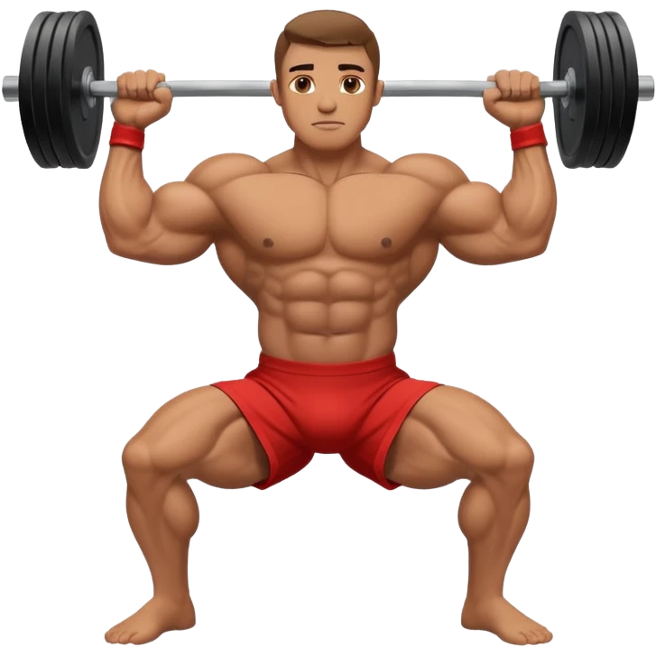 A bodybuilder doing a side lunge and flexing his biceps emoji