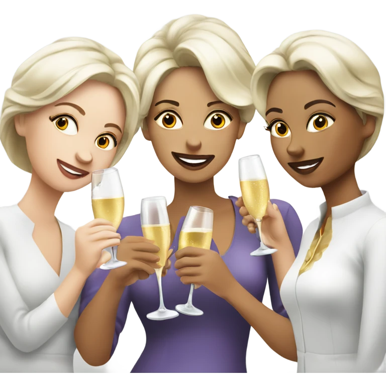 6 white ladies drinking Prosecco  emoji