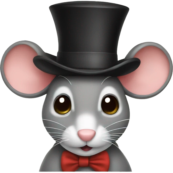 A mouse with a top. Hat emoji