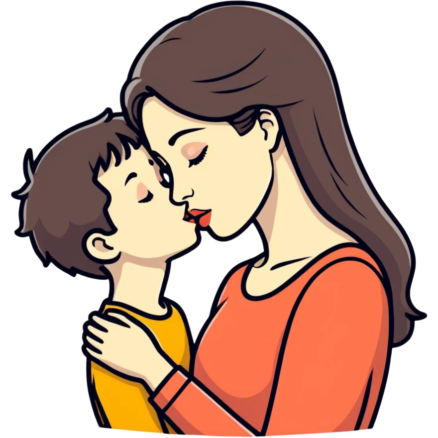Mom kissing son emoji