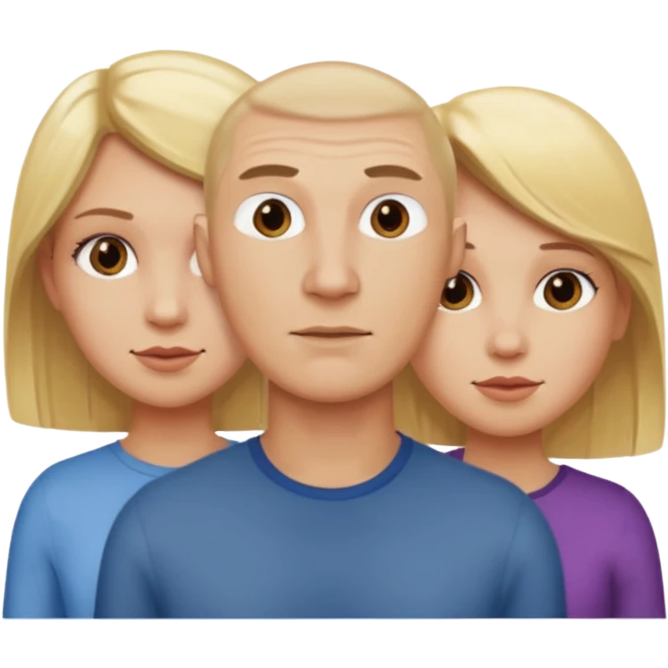 Two blonde women and a man with skin head  emoji