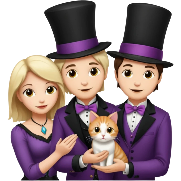 magician couple and their pet cat emoji