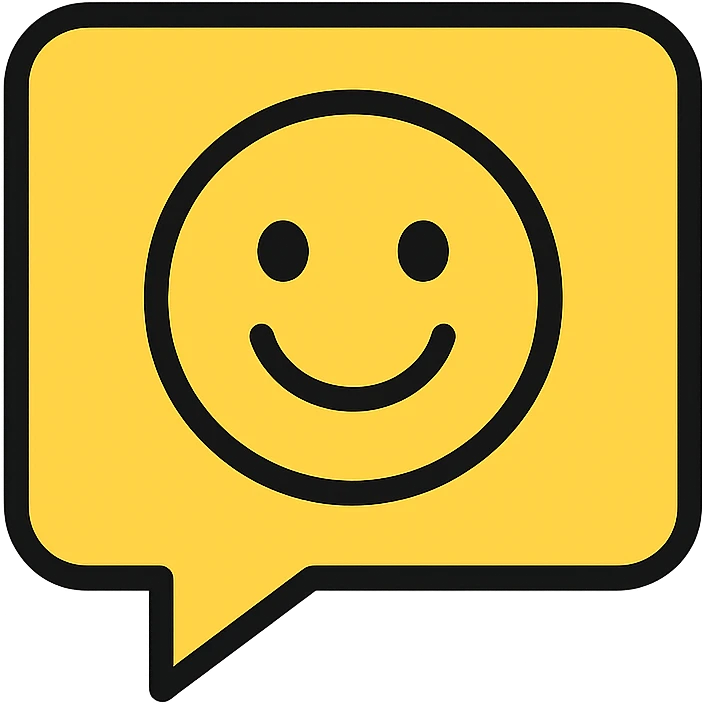 speech bubble with smiley face, lineal color icon with black outlines emoji