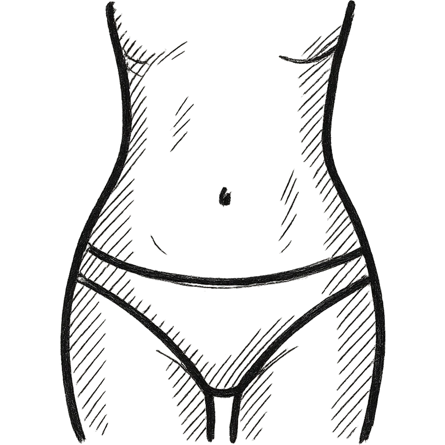 hand-drawn outlined icon of a female belly, sketchy style emoji