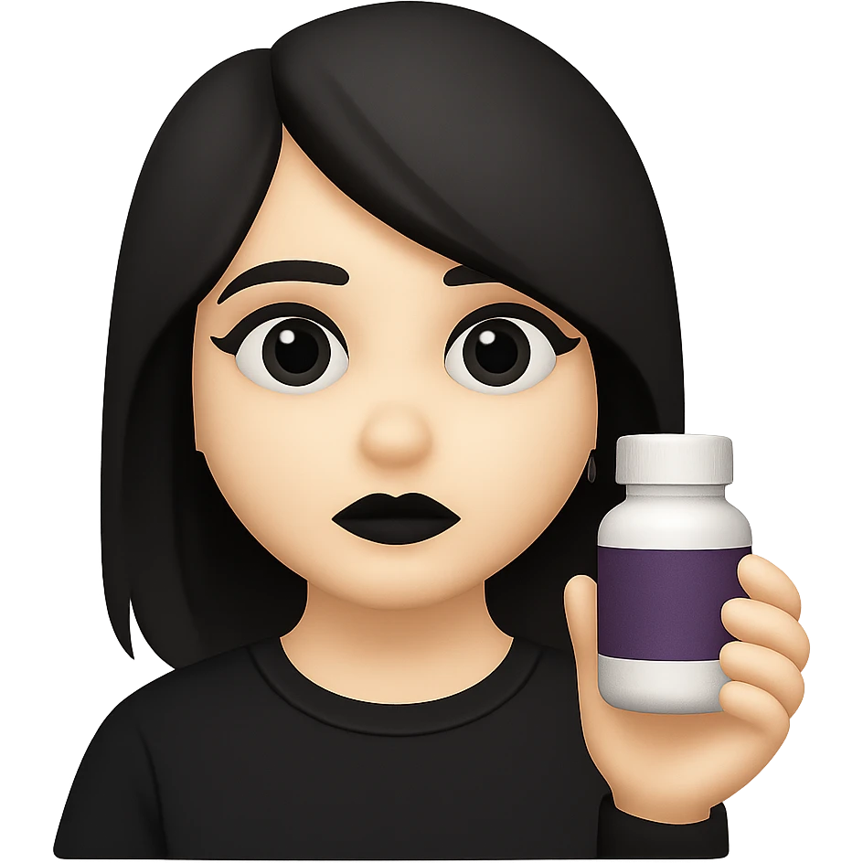 DONNA STILE EMOJI IPHONE CON BOCCETTA DI INTEGRATORE IN MANO, 4K emoji