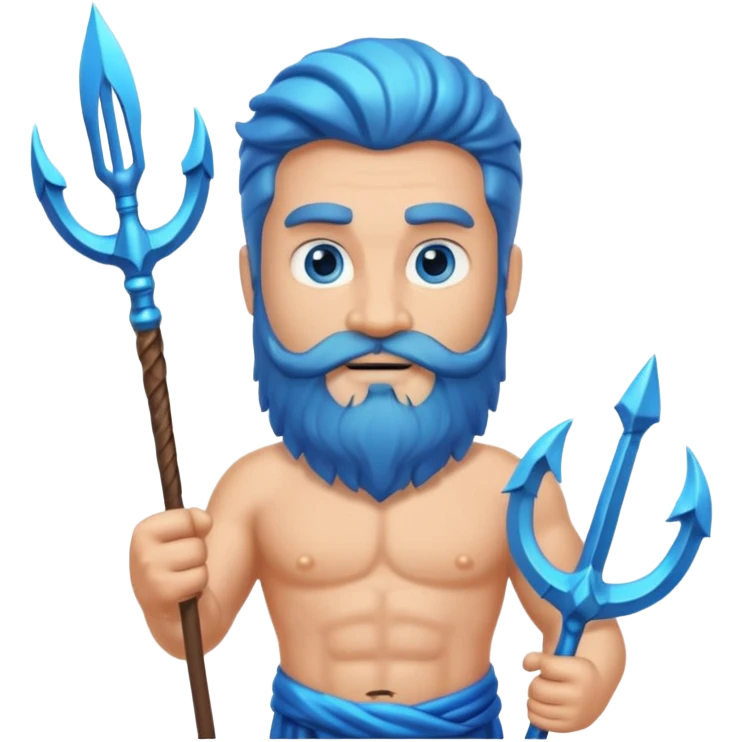 An emoji of the Greek god Poseidon. He is a strong, bearded man with a majestic expression, holding a trident. emoji
