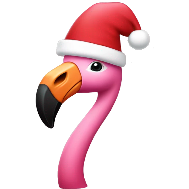 Pink flamingo wearing Santa hat emoji