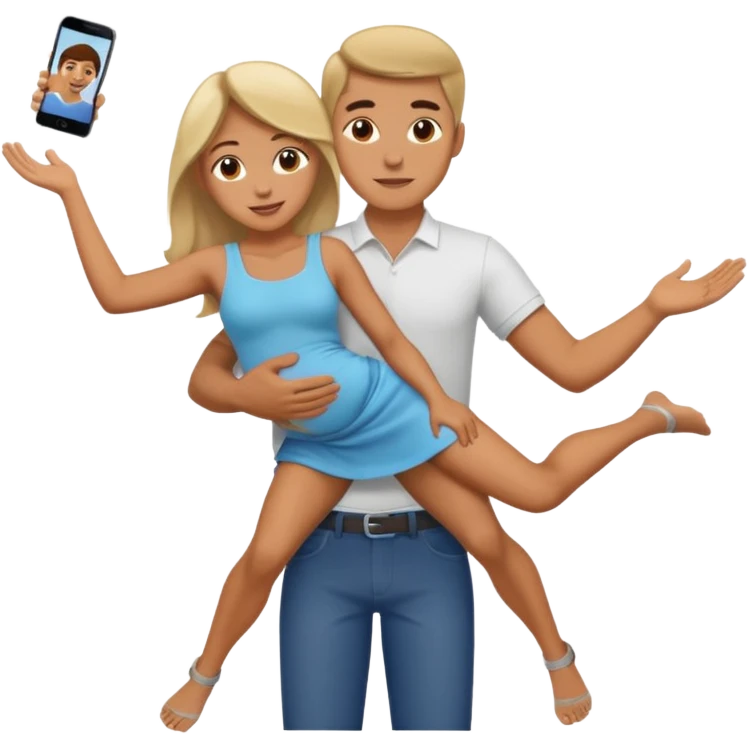 guy holding women up in the air on his waist  emoji