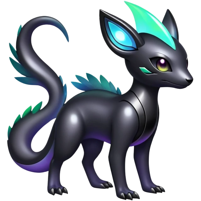 Modern futuristic Iridescent black dark fakemon-creature emoji
