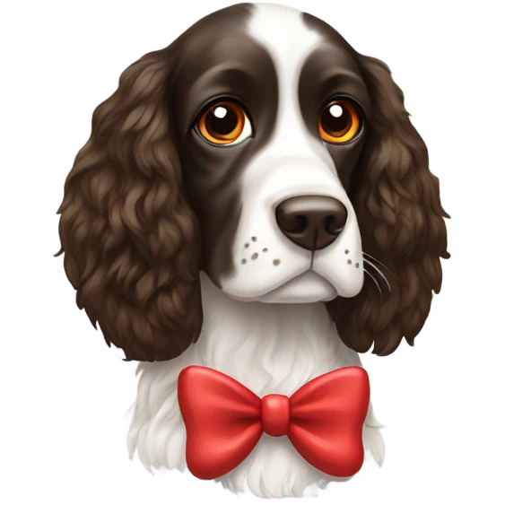 Springer spaniel with a red bow  emoji
