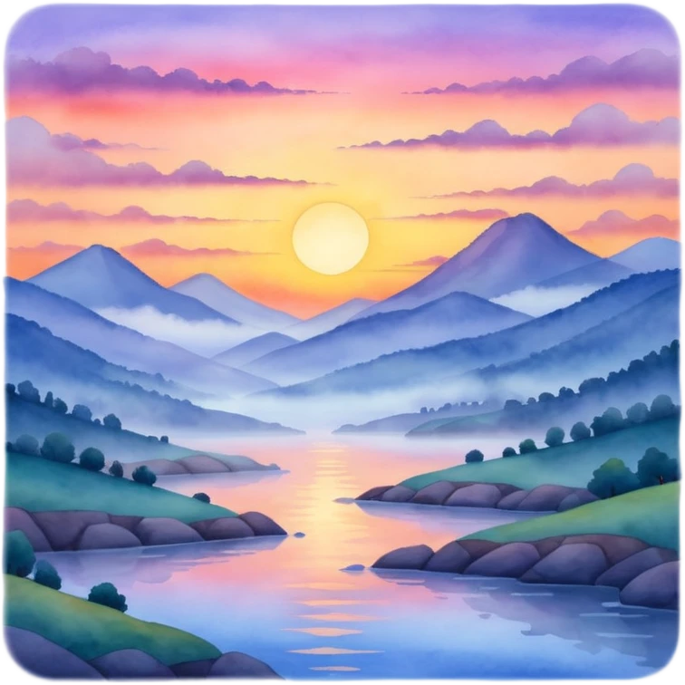 watercolor misty sunset emoji