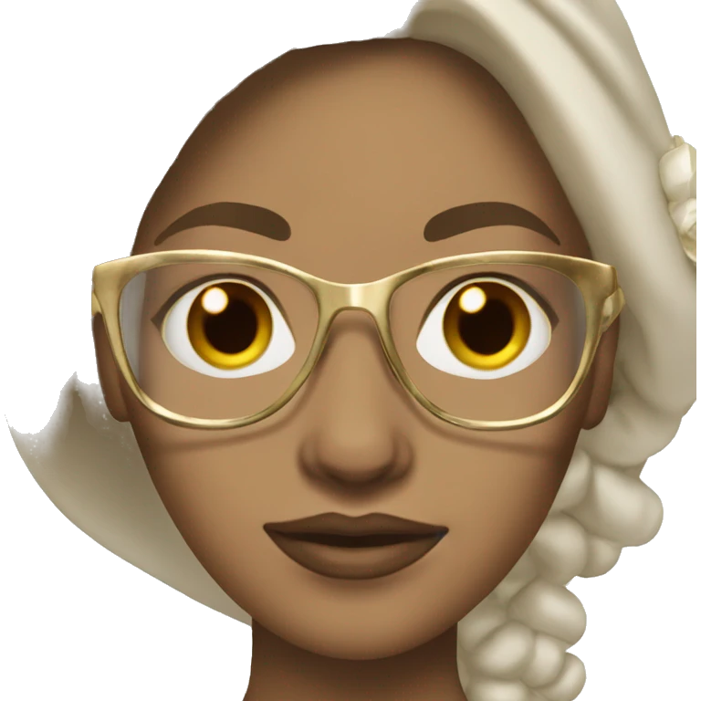 light skin brown eyes brunette bride with gold glasses emoji