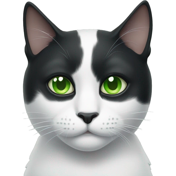 Black white cat with green eyes and patch over right eye emoji