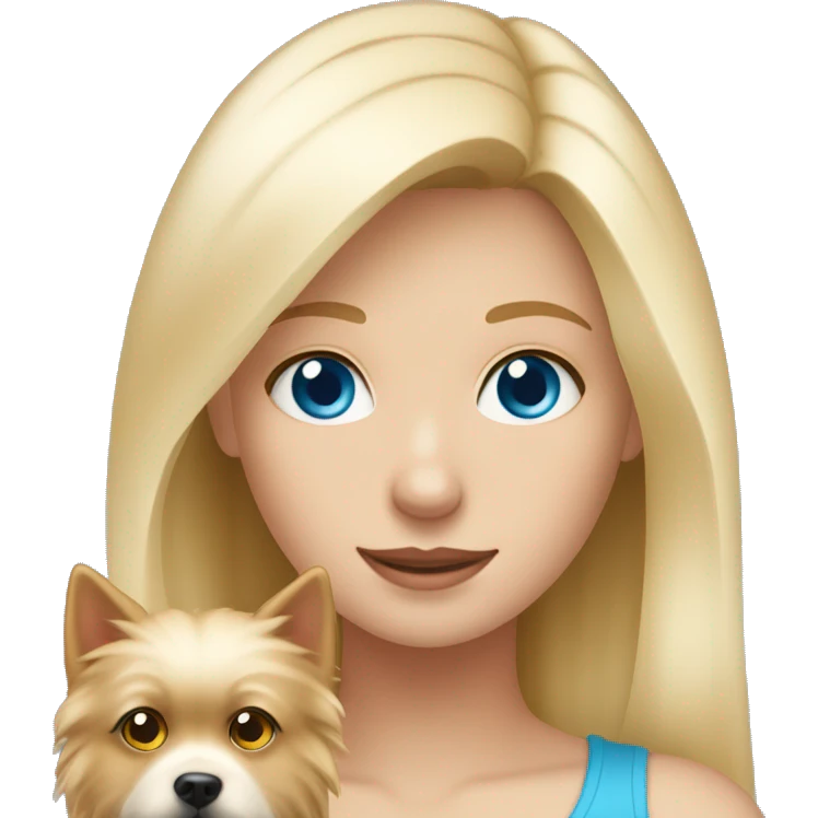 Blonde girl blue eyes holding spitz  emoji