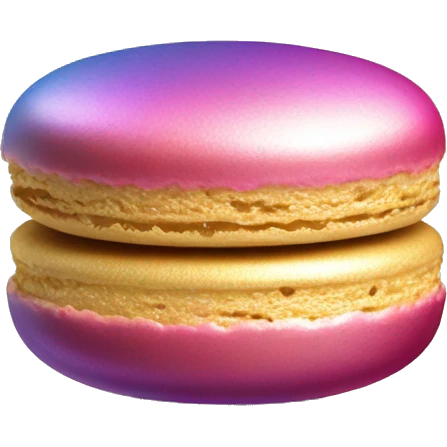 Realistic metallic gold macaroon with gradient colorful filling  emoji