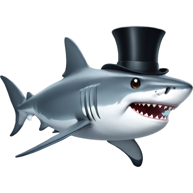 Shark with a top hat emoji