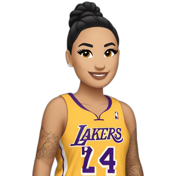 demi lovato wearing yellow lakers jersey emoji