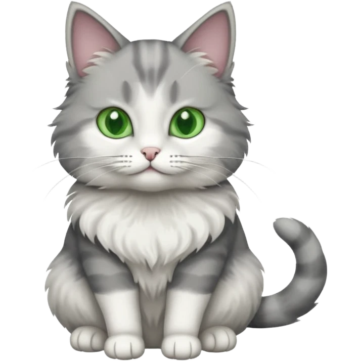 a grey and white cat sitting regally emoji