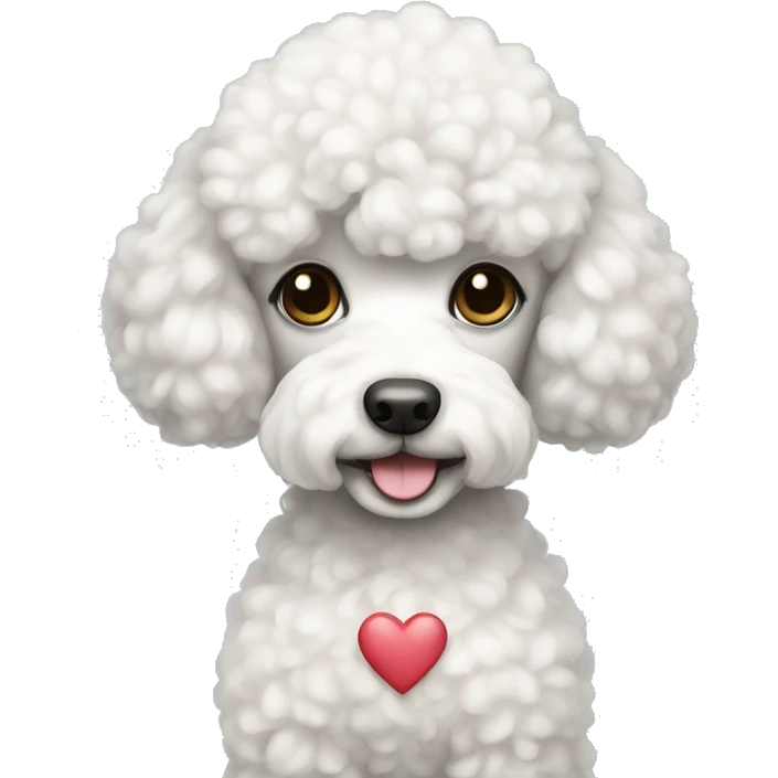 Poodle with white heart emoji
