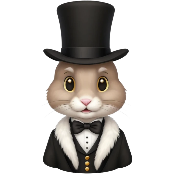 Make a bunny with a top hat emoji