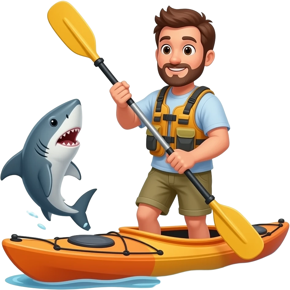 guy catching a shark off a kayak emoji