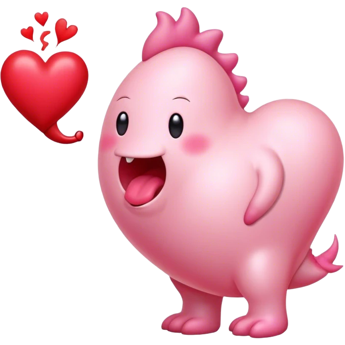 pink creature farting a red heart  emoji