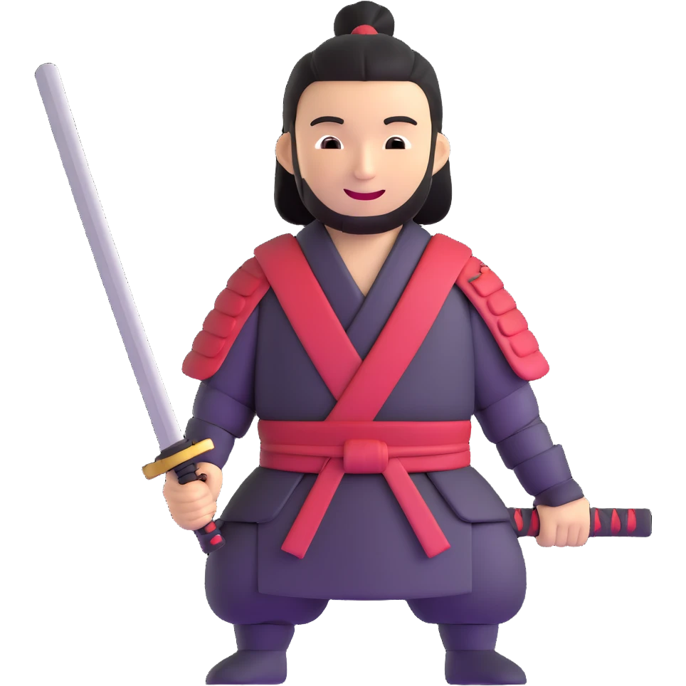 happy samurai with a smile emoji