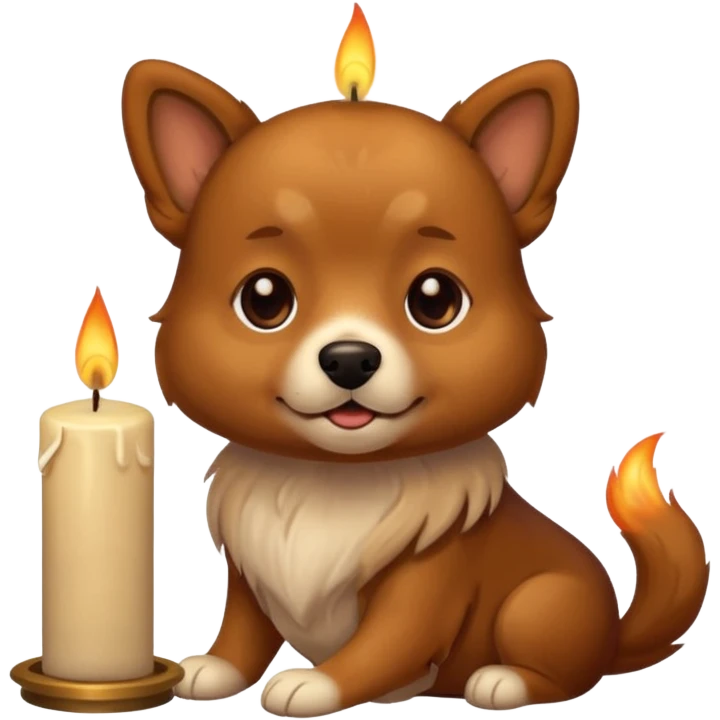 dog holding a lit aromatic candle in hand emoji