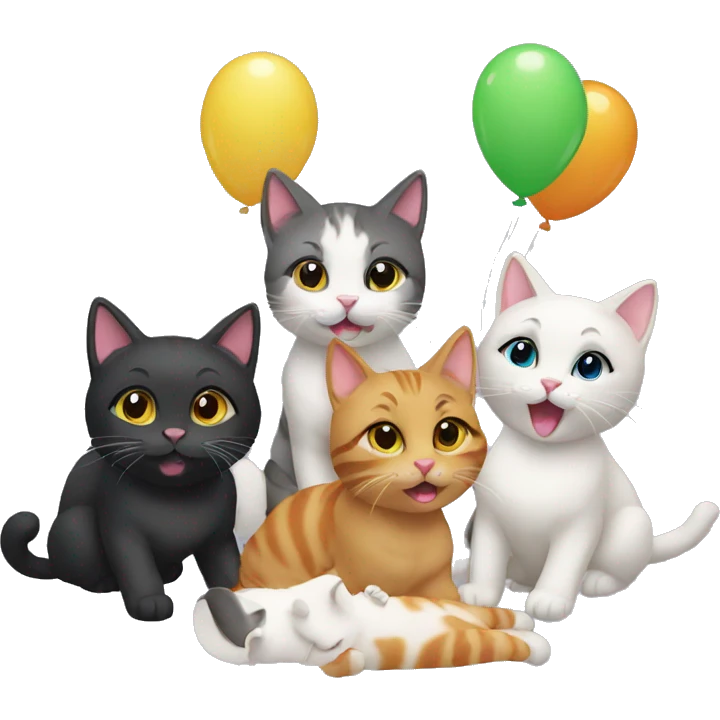 four cats having a party emoji