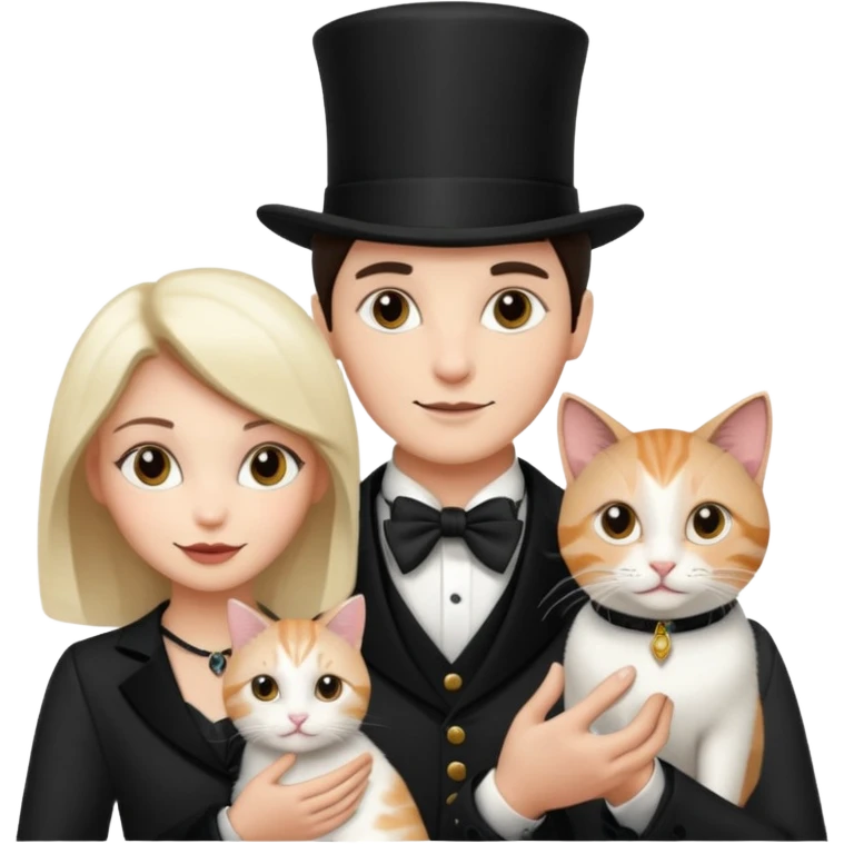 magician couple and their pet cat emoji