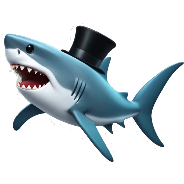 Shark with a top hat emoji